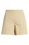 Theory High Waist Flat Front Shorts In Trench