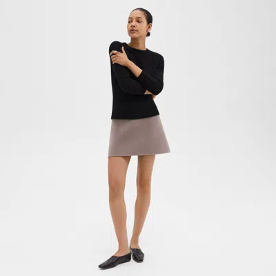 Theory High-waist Mini Skirt In Double-face Wool-cashmere In Cinder Melange