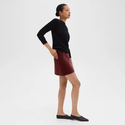 Theory High-waist Mini Skirt In Double-face Wool-cashmere In Cordovan
