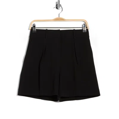 Theory High Waist Pleat Crepe Shorts In Black