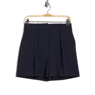 Theory High Waist Pleat Crepe Shorts In Blue