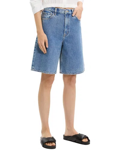 Theory High Waist Relaxed Short In Blue
