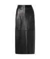 Theory Leather Midi Skirt In Black