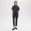Theory High-waist Slim Crop Pant In Oxford Wool In Nocturne Navy