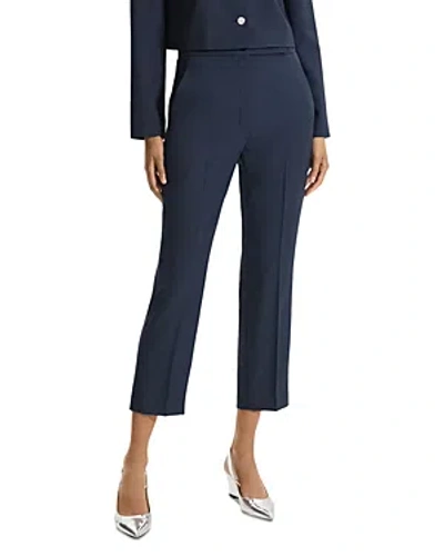 Theory High Waist Slim Cropped Pants In Blue