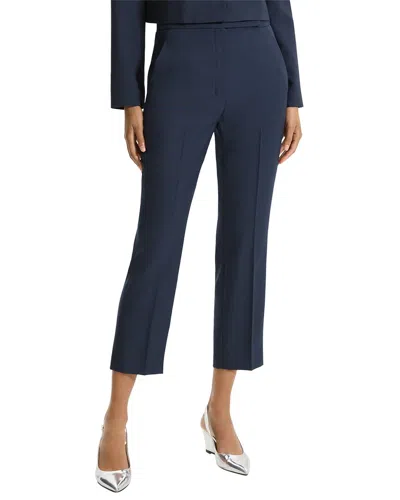 Theory High Waist Slim Cropped Pants In Blue