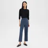 Theory High-waist Straight-leg Pant In Good Wool In Ash Blue