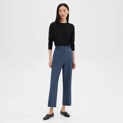 Theory High-waist Straight-leg Pant In Good Wool In Xlv Nocturne Navy