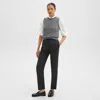 Theory High-waist Tapered Pant In Sleek Flannel In New Charcoal Melange