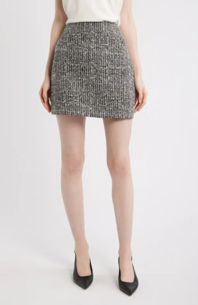 Theory High Waist Tweed Miniskirt In Black