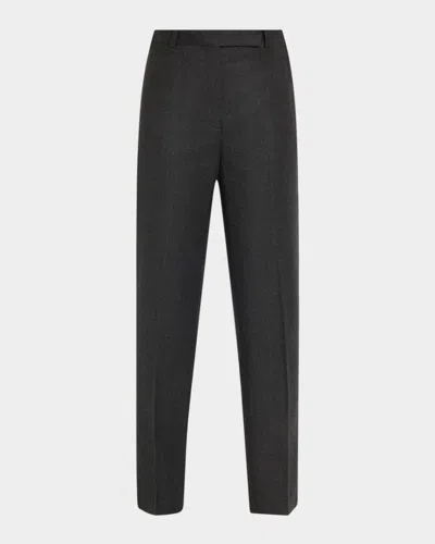 Theory High-waist Virgin Wool Tapered Ankle Pants In Black