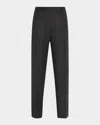 Theory High Waist Taper Leg Virign Wool Pants In Black