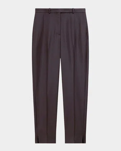 Theory High-waist Virgin Wool Tapered Ankle Pants In Black