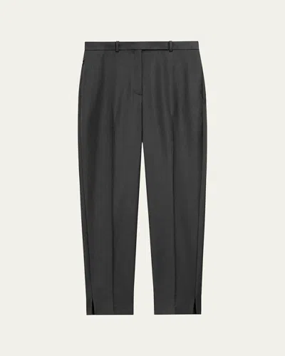 Theory High-waist Virgin Wool Tapered Ankle Pants In Black