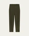 Theory High-waist Virgin Wool Tapered Ankle Pants In Hnt Grn Mg
