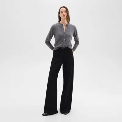 Theory High-waist Wide-leg Pant In Crepe Knit In Black