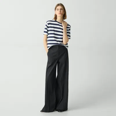 Theory High-waist Wide-leg Pant In Good Linen In Black