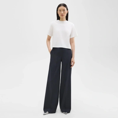 Theory High Waist Slim Cropped Pants In Blue
