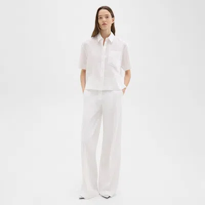 Theory High-waist Wide-leg Pant In Good Linen In White