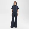 Theory High-waist Wide-leg Pant In Good Wool In Nocturne Navy