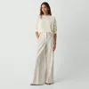 Theory High-waist Wide-leg Pant In Striped Canvas In Sand Multi