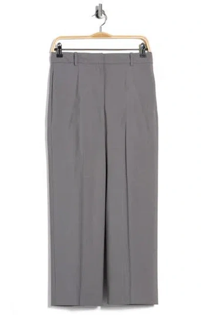Theory High Waist Wool Blend Crop Straight Leg Pants In Gray