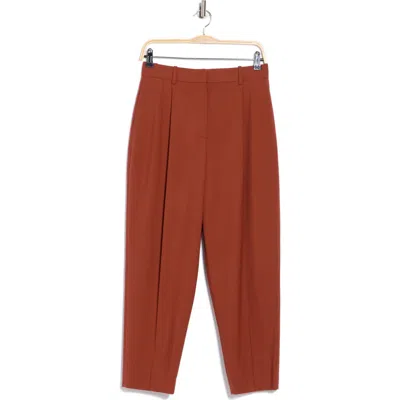 Theory High Waist Wool Blend Pants In Brown