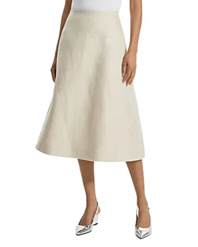 Theory High Waisted Circle Midi Skirt In Neutrals