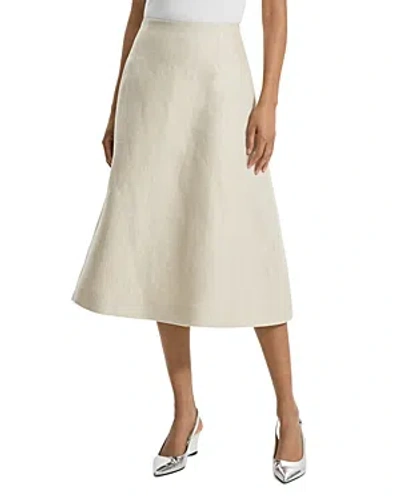 Theory High Waisted Circle Midi Skirt In Straw