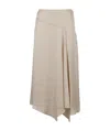 Theory High-waisted Draped Midi Skirt In Nude