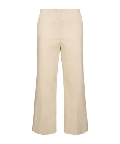 Theory High Waist Cuffed Pants In Beige