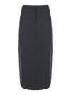 Theory Midi Grey Skirt With Slit In Wool Blend Woman