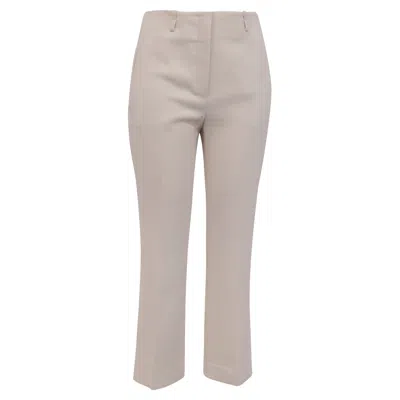 Theory High-waisted Straight-leg Trousers In Beige Polyester In Neutral