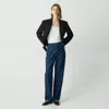 Theory Traceable Wool Slim Straight-leg Trousers In Indigo