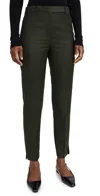 Theory Wool Pull On Crop Pants In Hunter Green Melange
