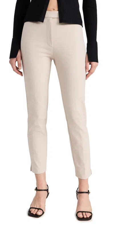 Theory Bistretch High-waist Tapered Crop Pants In Rice