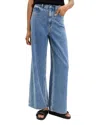 Theory High Waisted Wide Leg Jeans In Ice Blue Cotton-blend
