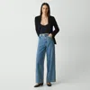 Theory High-waisted Wide-leg Pant In Relaxed Denim In Ice Blue