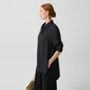Theory High-low Flounce Shirt In Washed Stripe In Black