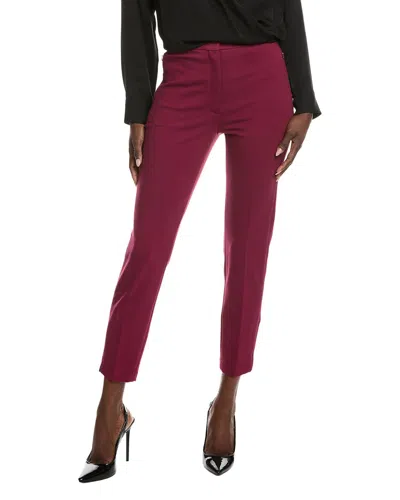 Theory High-rise Tapered Pant In Burgundy
