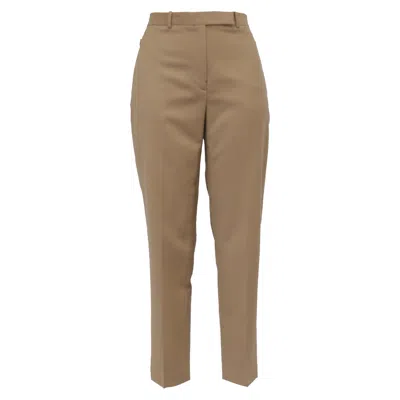 Pre-owned Theory High-rise Trousers In Beige Wool In Brown