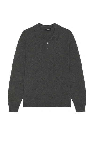 Theory Hilles Cashmere Polo Shirt In Gray