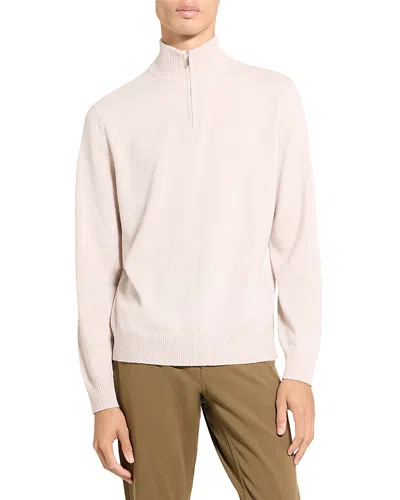 Theory Hilles Cashmere Quarter Zip Sweater In Neutral