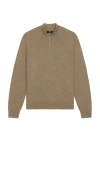 Theory Hilles Cashmere Quarter Zip Sweater In Brown