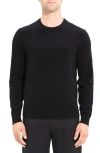 Theory Mens Maden Textured Relaxed-fit Wool Jumper Charcoal Melange In Black