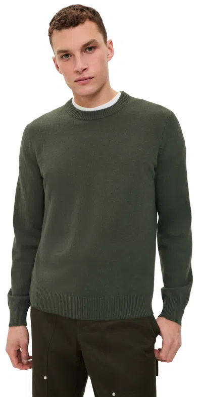 Theory Hilles Crew In Cashmere Dark Tarmac In Green