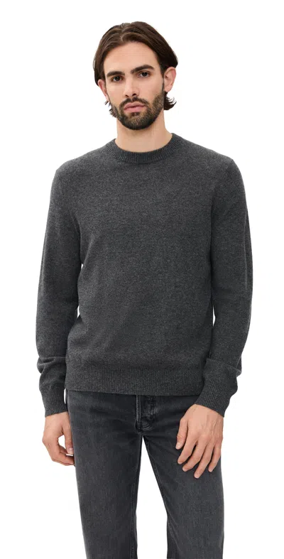 THEORY HILLES CREW SWEATER IN CASHMERE CHARCOAL MELANGE