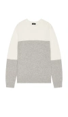 Theory Hilles Crewneck Sweater In Ivory Multi Check