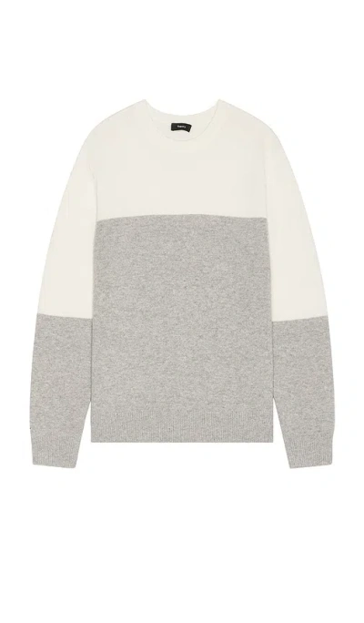 Theory Hilles Crewneck Sweater In Ivory Multi Check