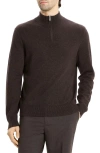 Theory Hilles Quarter Zip Cashmere Sweater Brownwood Melange
